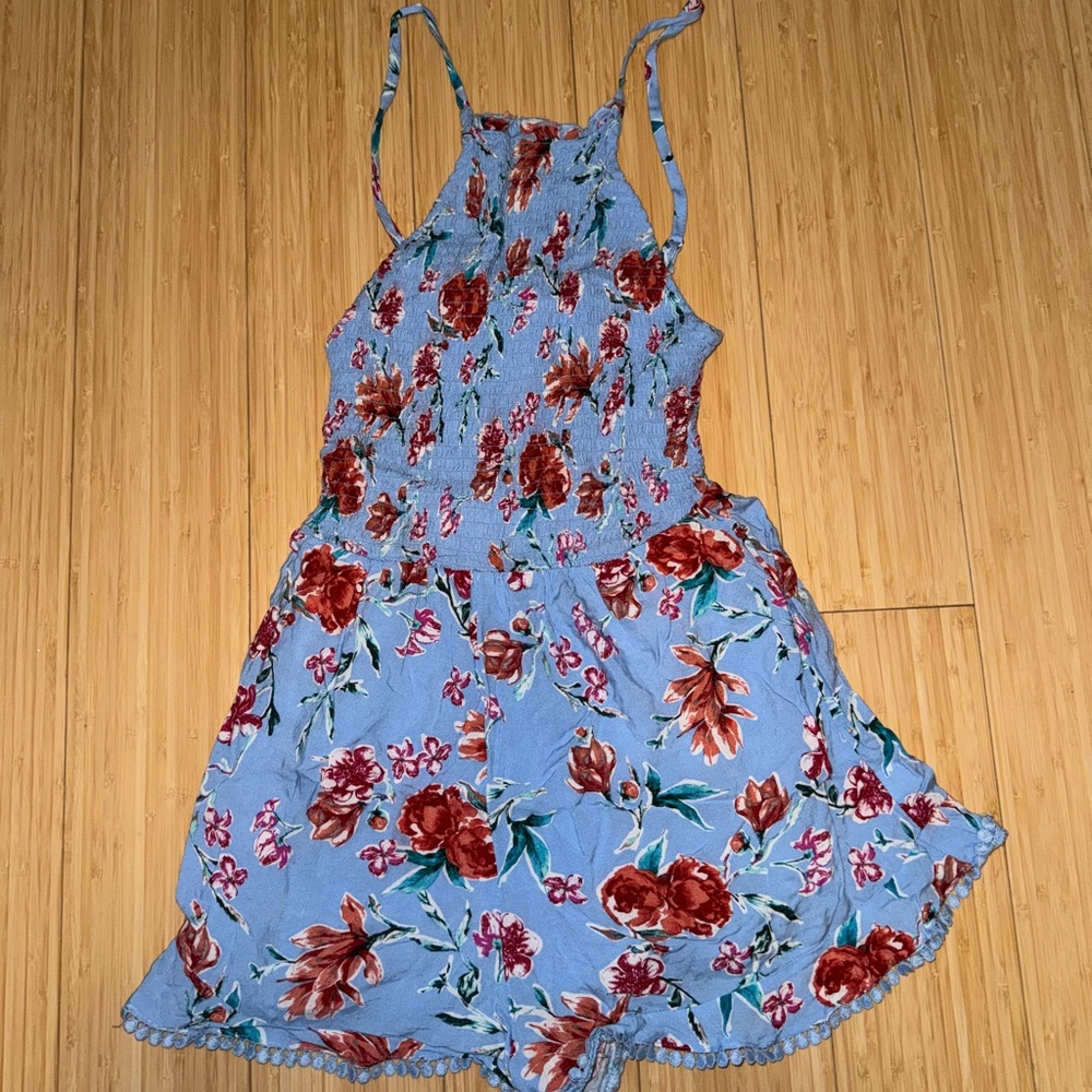 Blue floral romper- perfect summer or vacation look